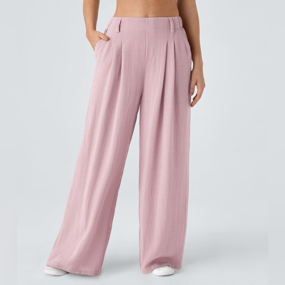 NWT Halara Palazzo Linen-Feel Pink Pants Size XS